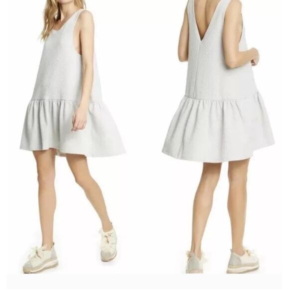 Free People Drop Waist Textured Gray Tank Dress Size S Boho 20s School - Picture 3 of 10